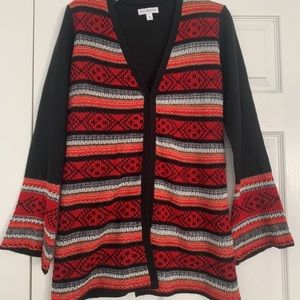 Kim Rogers M Red White Black Sweater Jacket